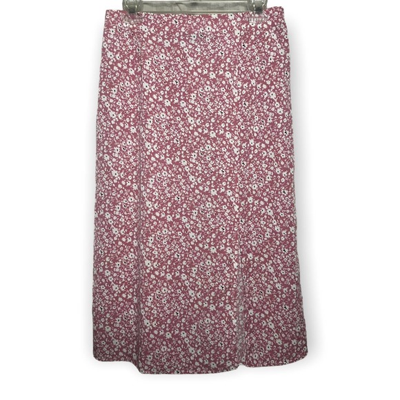 ModCloth Women's Pink & White Floral Straight Skirt With Front Slit Size M - Picture 1 of 11